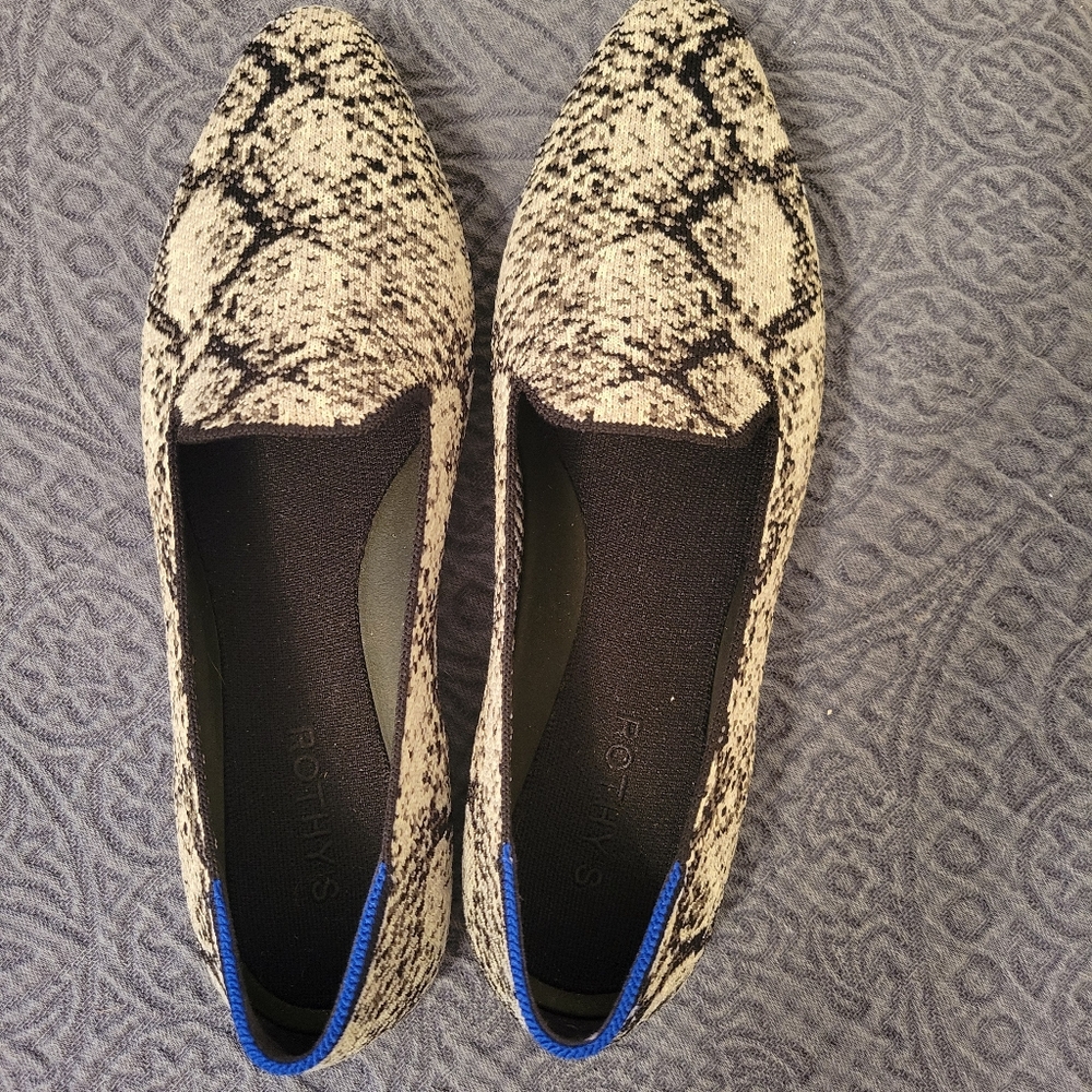 Rothy's python print almond loafer